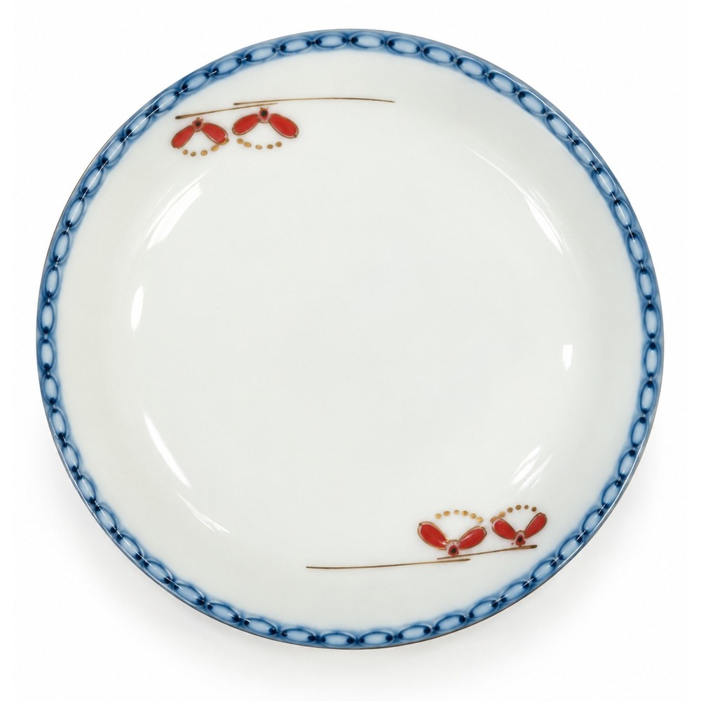 Vintage Japanese Porcelain Dish 4 5/8" Blue Red Gold Floral
